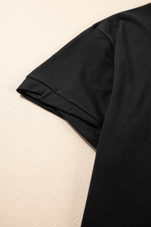 Loose Fit Half Sleeve High Low Hem Cotton T Shirt