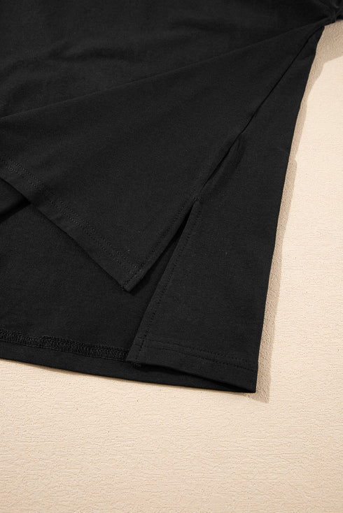 Loose Fit Half Sleeve High Low Hem Cotton T Shirt