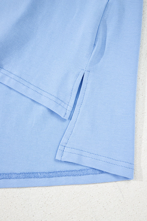 Loose Fit Half Sleeve High Low Hem Cotton T Shirt
