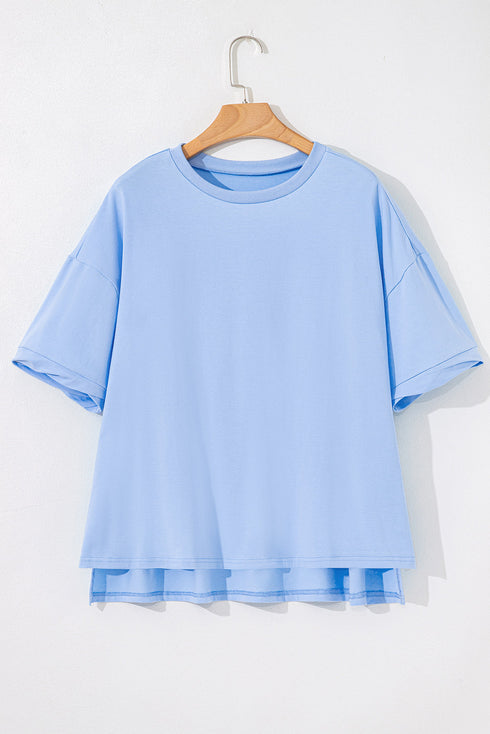Loose Fit Half Sleeve High Low Hem Cotton T Shirt