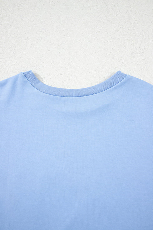 Loose Fit Half Sleeve High Low Hem Cotton T Shirt