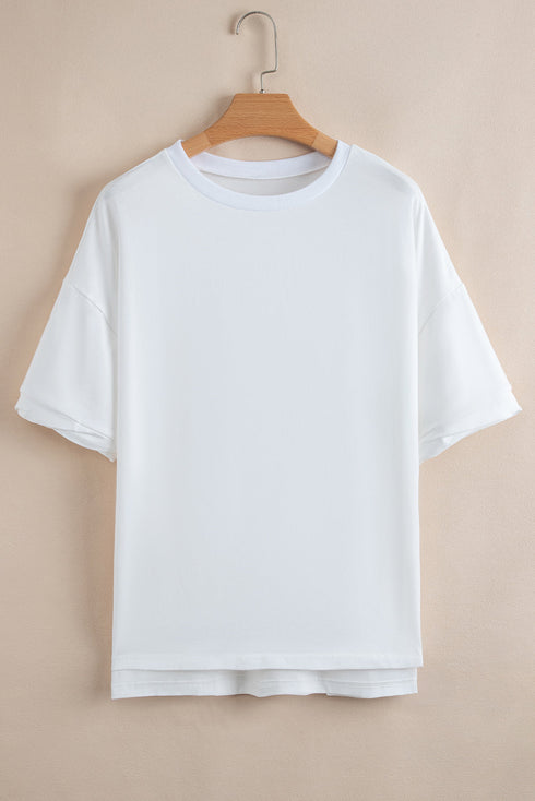 Loose Fit Half Sleeve High Low Hem Cotton T Shirt