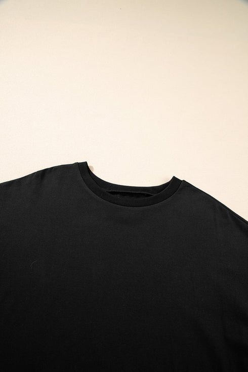Loose Fit Half Sleeve High Low Hem Cotton T Shirt