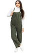 Loose Fit Pocketed Solid Corduroy Overall Jumpsuit