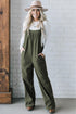 Loose Fit Pocketed Solid Corduroy Overall Jumpsuit