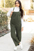 Loose Fit Pocketed Solid Corduroy Overall Jumpsuit
