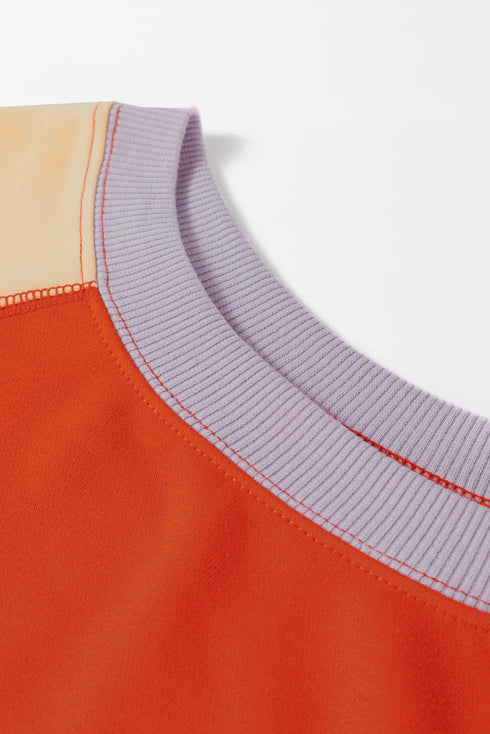 Loose Fit Raglan Sleeve Side Slit Panel Design Top