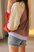 Loose Fit Raglan Sleeve Side Slit Panel Design Top