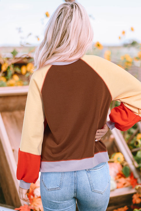 Loose Fit Raglan Sleeve Side Slit Panel Design Top