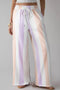 Loose Fit Stripe Print Drawstring Wide Leg Pants