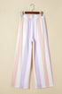 Loose Fit Stripe Print Drawstring Wide Leg Pants