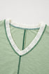 Loose Fit Textured Exposed Seam Crochet Accent Top