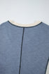 Loose Fit Textured Exposed Seam Crochet Accent Top