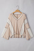 Loose Fit Textured Exposed Seam Crochet Accent Top