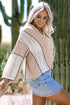 Loose Fit Textured Exposed Seam Crochet Accent Top