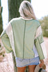 Loose Fit Textured Exposed Seam Crochet Accent Top