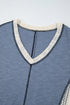 Loose Fit Textured Exposed Seam Crochet Accent Top