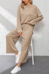 Loose Fit Textured Wide Leg Pullover And Pants Loungewear