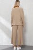 Loose Fit Textured Wide Leg Pullover And Pants Loungewear