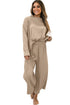 Loose Fit Textured Wide Leg Pullover And Pants Loungewear