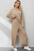 Loose Fit Textured Wide Leg Pullover And Pants Loungewear