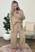 Loose Fit Textured Wide Leg Pullover And Pants Loungewear