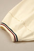 Loose Fit Varsity V Neck Cuffed Sleeve Tunic Top