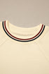Loose Fit Varsity V Neck Cuffed Sleeve Tunic Top