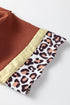 Loose Fitting Leopard Detail Bracelet Sleeve Western Top