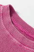 Loose Fitting Waffle Knit Cotton Blend Long Sleeve Top