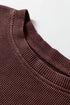 Loose Fitting Waffle Knit Cotton Blend Long Sleeve Top