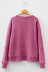 Loose Fitting Waffle Knit Cotton Blend Long Sleeve Top