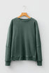 Loose Fitting Waffle Knit Cotton Blend Long Sleeve Top