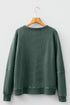 Loose Fitting Waffle Knit Cotton Blend Long Sleeve Top