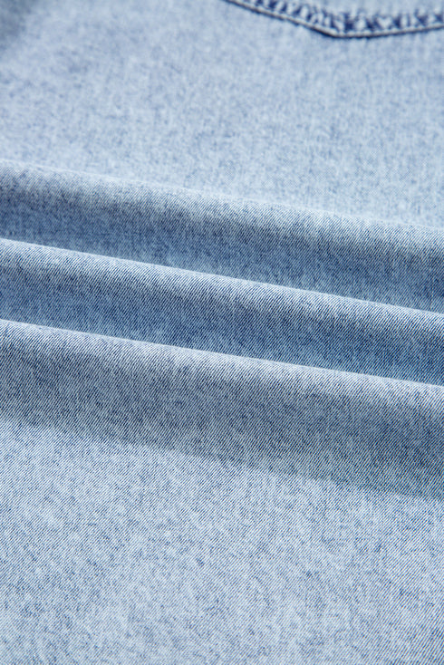 Loose H Line Raw Hem Denim T Shirt Dress