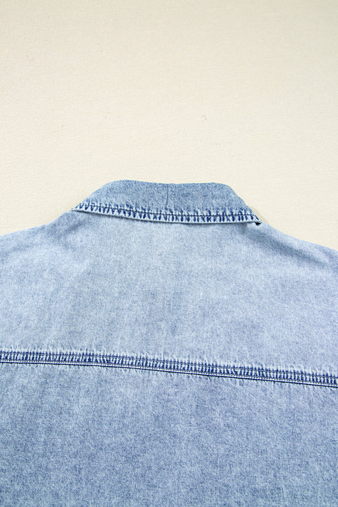 Loose H Line Raw Hem Denim T Shirt Dress