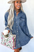 Loose H Line Raw Hem Denim T Shirt Dress