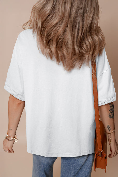 Loose Half Sleeve Hi Low Hem T Shirt