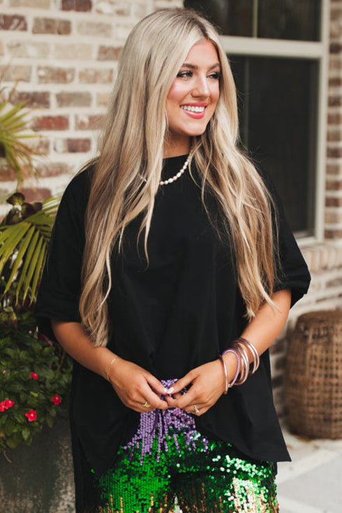 Loose Half Sleeve Hi Low Hem T Shirt