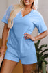 Loose Half Sleeve V Neck Solid Knit Romper