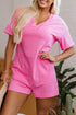 Loose Half Sleeve V Neck Solid Knit Romper