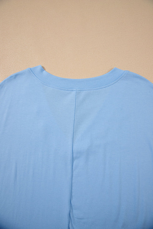 Loose Half Sleeve V Neck Solid Knit Romper