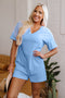 Loose Half Sleeve V Neck Solid Knit Romper