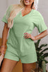 Loose Half Sleeve V Neck Solid Knit Romper