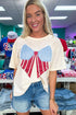 Loose Knit Vintage Flag Bow Detail Patched Tee