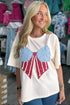 Loose Knit Vintage Flag Bow Detail Patched Tee