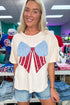 Loose Knit Vintage Flag Bow Detail Patched Tee