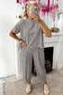 Loose Leopard Print Drawstring Wide Leg Barrel Pant Sets