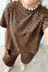 Loose Leopard Print Drawstring Wide Leg Barrel Pant Sets