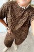 Loose Leopard Print Drawstring Wide Leg Barrel Pant Sets